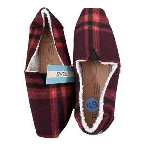 Toms Buffalo Plaid Faux Fur‎ Lined Alpargatas Shoes